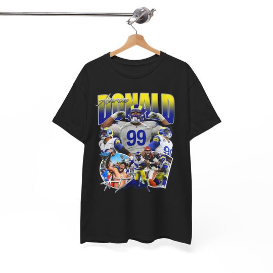 Aaron Donald v2 St Louis Los Angeles Football T-Shirt Featuring Cooper Kupp, Marshall Faulk, Matthew Stafford, Tory Holt, Kurt Warner, Eric Dickerson, Isaac Bruce