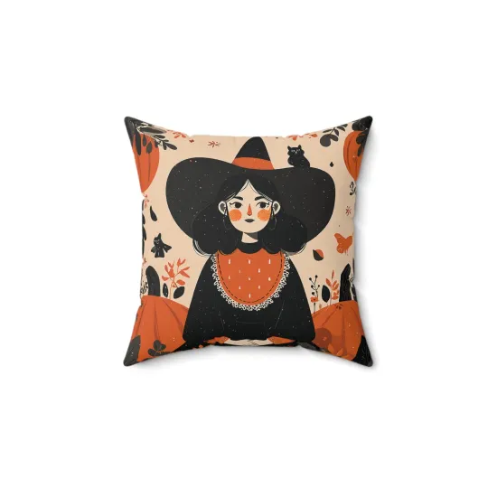 Halloween Witch Throw Pillow and Cover
