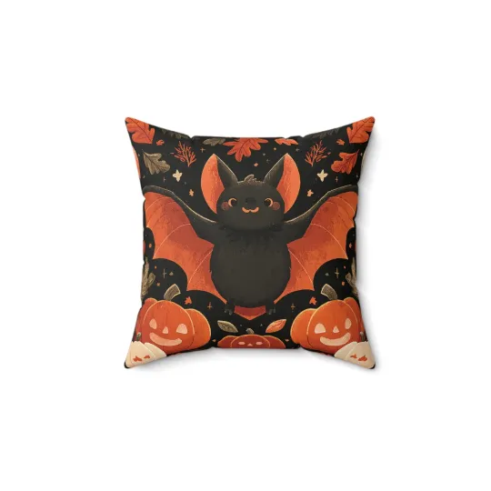 Discover Halloween Bat Pumpkin Throw Pillow Cover