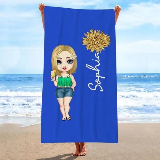 Discover Custom Cartoon Women Girl Beach Towel
