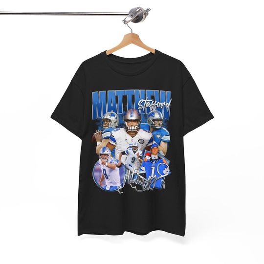 Mathew Stafford Detroit T-Shirt with Calvin Johnson, Barry Sanders, Jared Goff, Jamaal Gibbs, Aiden Hutchinson, Amon-Ra St. Brown, Sam Laporta
