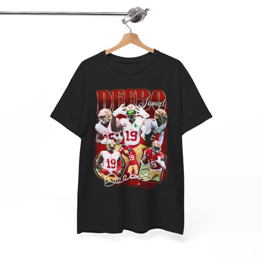 Deebo Samuel San Francisco 49ers T-Shirt Featuring Nick Bosa, Christian McCaffrey, George Kittle, Joe Montana, Brock Purdy, Jerry Rice, Brandon Aiyuk