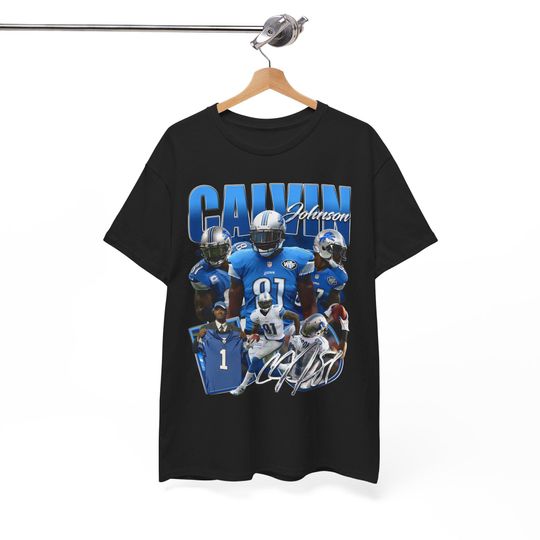 Calvin Johnson Detroit Megatron T-Shirt, Matthew Stafford, Barry Sanders, Jared Goff, Jamyr Gibbs, Aiden Hutchinson, Amon-Ra St. Brown, Sam Laporta