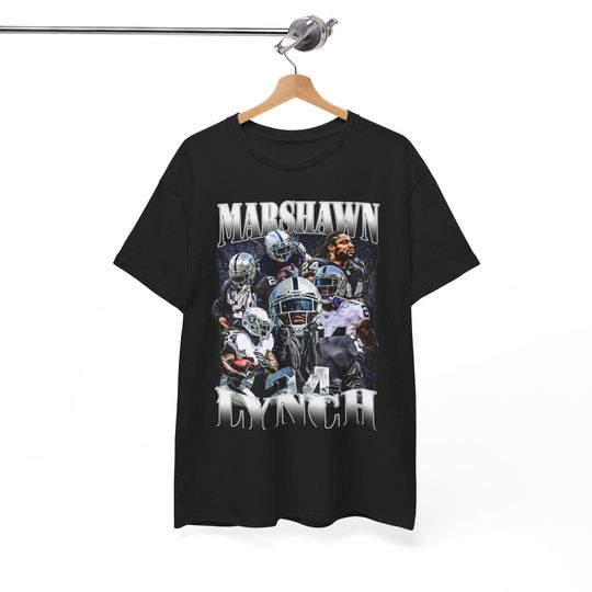 Marshawn Lynch Oakland Raiders T-Shirt with Davante Adams Charles Woodson Howie Long Jack Jones Bo Jackson Coach AP Madden Vintage Men’s Tee