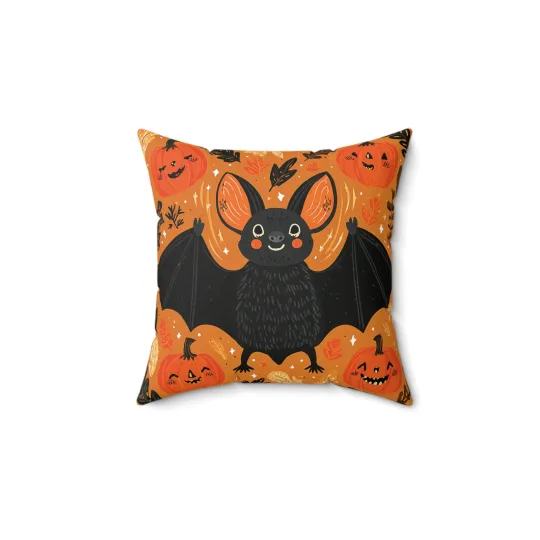 Halloween Bat Pumpkin Throw Pillow and Cover