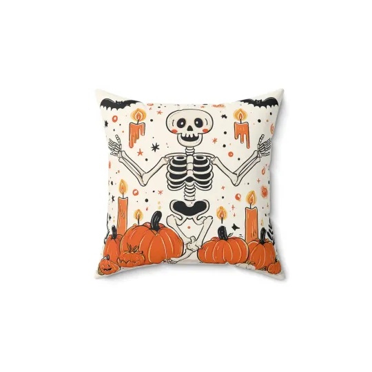 Halloween Skeleton Throw Pillow Cover