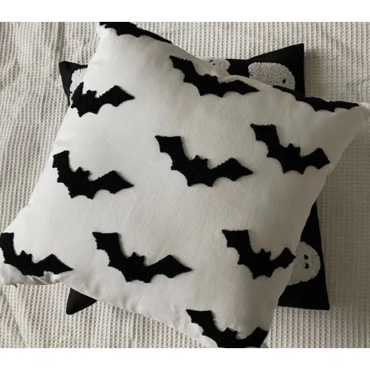 Discover Halloween Bat Tufted Throw Pillow Cover 20x20