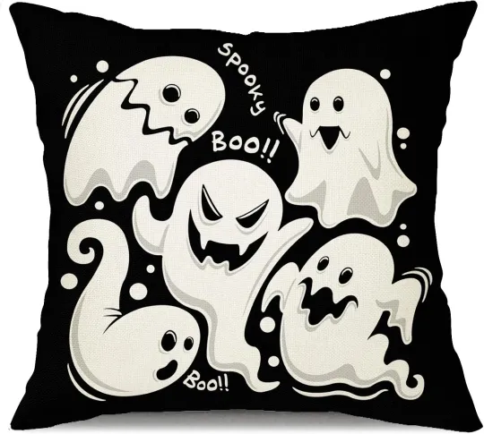 Discover Halloween 18x18 Ghost Throw Pillow Cover Farmhouse Decorative Accent