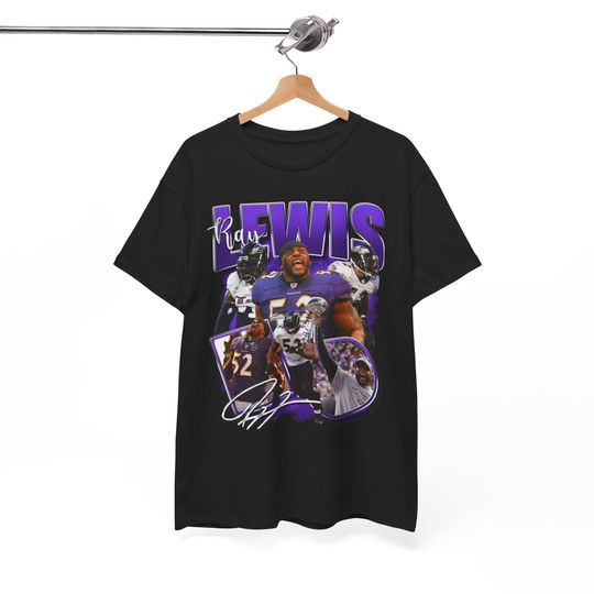 Ray Lewis v1 Baltimore T-Shirt with Lamar Jackson, Joe Flacco, Terrell Suggs, Justin Tucker, Ed Reed, John Harbaugh, Derrick Henry, Zay Flowers