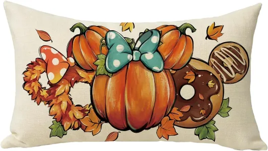 Discover Fall Pumpkin Lumbar Decorative Throw Pillow Cover 12 X 20, Rectangular Autumn Wr