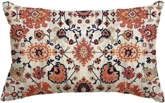 Discover Boho Floral Throw Pillow Cover, 12 X 20 Inch Bohemia Ethnic Style Carpet Pattern
