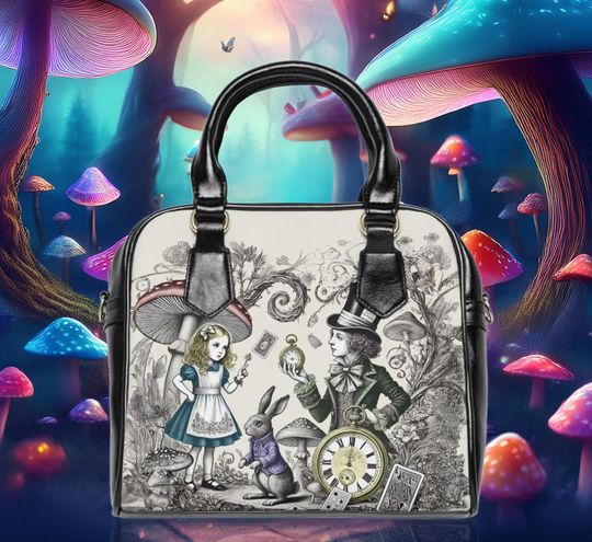 Discover Alice in Wonderland Purse, Shoulder Handbag, Crossbody Bag, Fantasy Theme Tote,