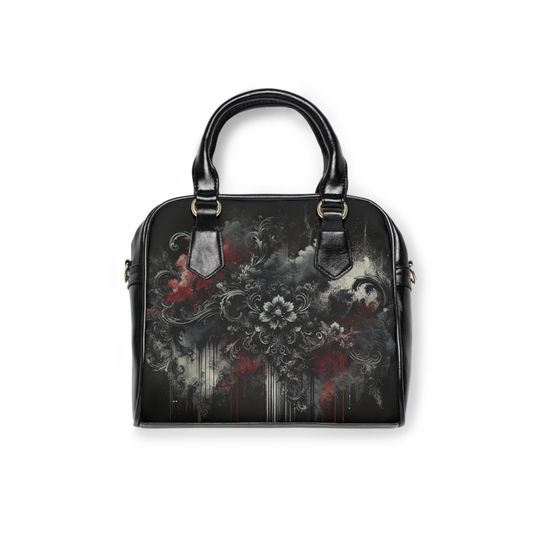 Discover Gothic Handbag, Vampire Purse, Red and Black Shoulder Bag, Elegant Gothic Accessories, Gothic Fashion Statement
