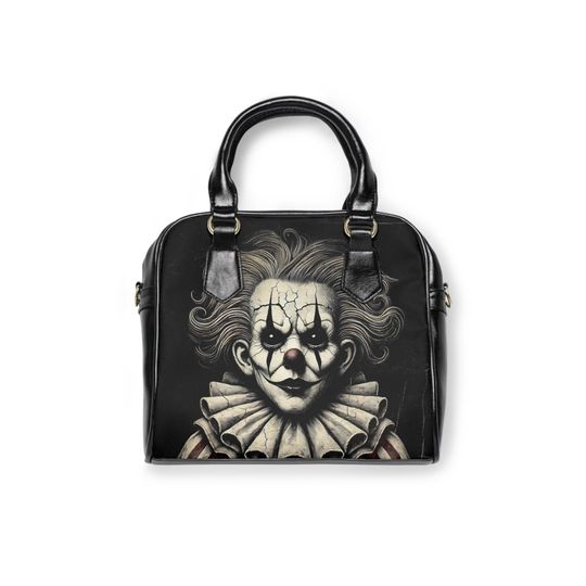Creepy Clown Shoulder Handbag - Unique Purse for Halloween, Horror Fans, Costume Parties, Gothic Accessories, Spooky Gift