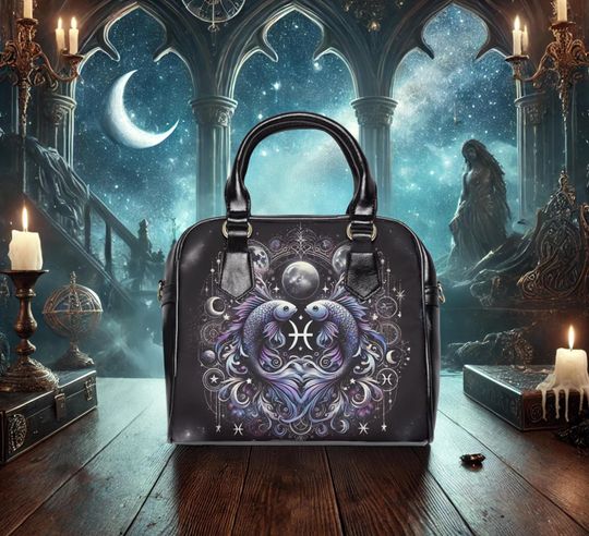 Discover Mystical Pisces Shoulder Handbag, Zodiac Bag for Astrology Lovers, Fantasy Handbag,