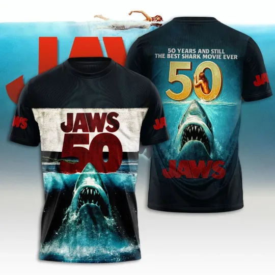 Discover Jaws 3D Graphic T-Shirt 50th Anniversary
