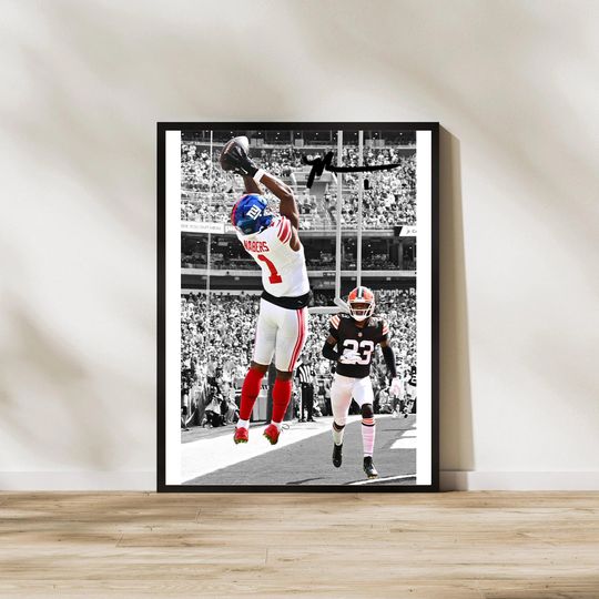 Malik Nabers NY Giants Art: Football Man Poster