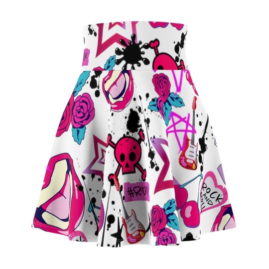 Discover Punk/Grunge/Alternative Women's Skater Skirt, punk rock, skulls, emo skirt, women's punk clothes, y2k clothing, dark fairycore skirt