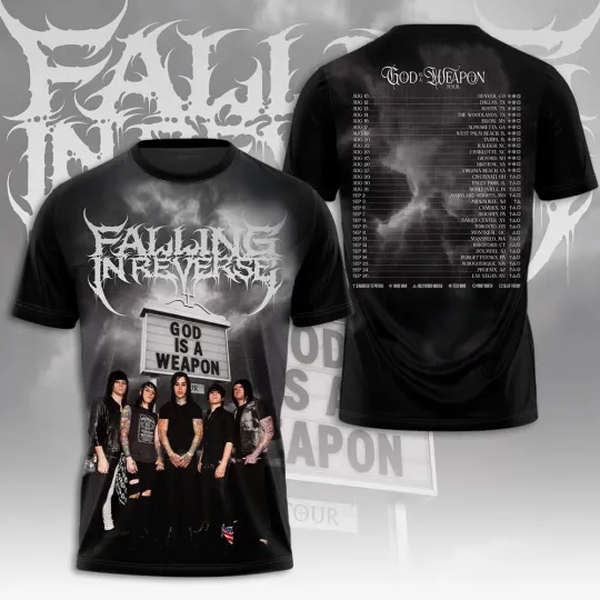 Falling In Reverse 3D T-Shirt God Is a Weapon Tour 2025
