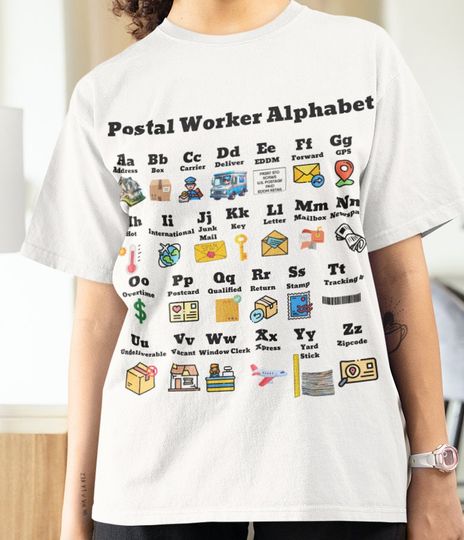 Discover Postal Worker Alphabet Shirt, Funny Postal T-Shirt, Postal Service Gift, Mail Lady Mailman Shirt, Post Office Shirt, Postal ABC Shirt