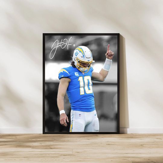 Justin Herbert Poster: Los Angeles Chargers Football Art