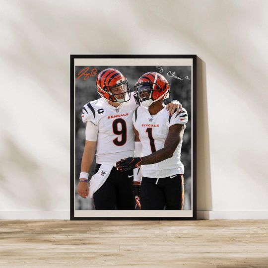 Ja'Marr Chase & Joe Burrow Bengals Art: Football Man Poster