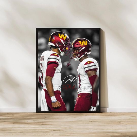 Jayden Daniels & Terry McLaurin Art Print: Washington Commanders football Poster