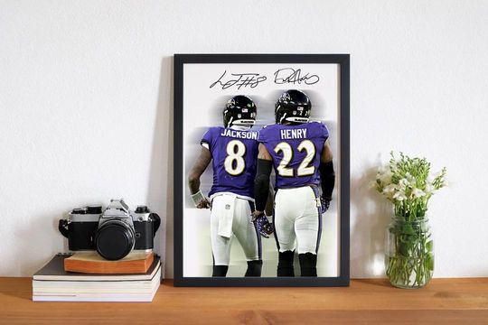 Derrick Henry & Lamar Jackson football Art Print: Football Poster