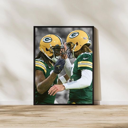 Aaron Rodgers & Davante Adams Art Print: Green Bay Packers Man