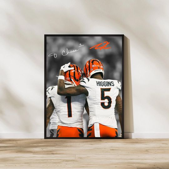 Ja'Marr Chase & Tee Higgins Bengals Poster: Cincinnati Football Art
