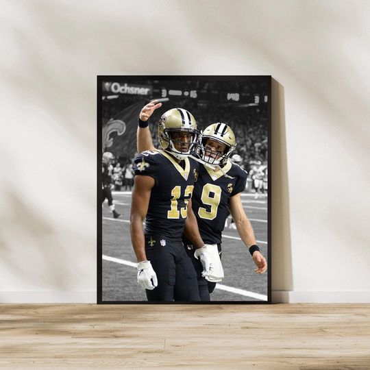 Drew Brees & Michael Thomas Saints Art: New Orleans Football Poster