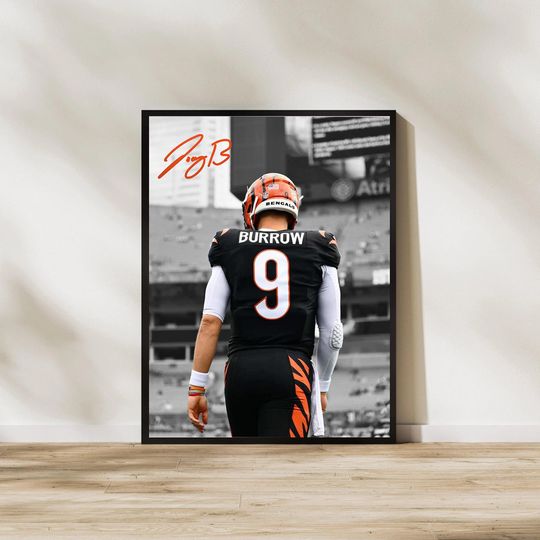 Joe Burrow Poster for Cincinnati Bengals Man Football Wall Art for Posters