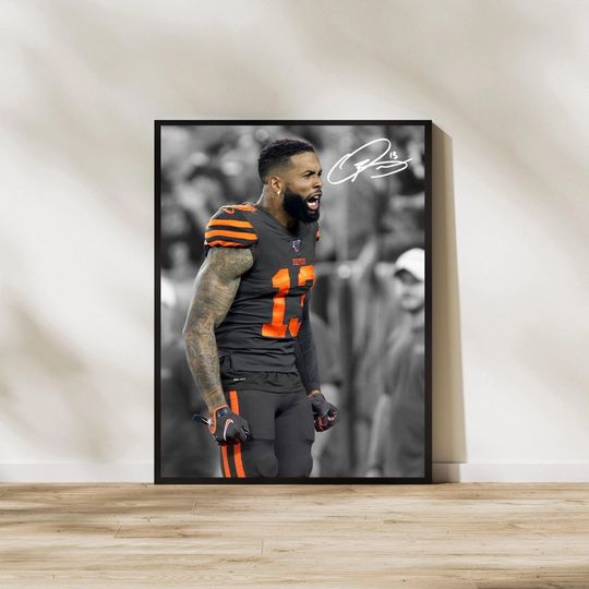 Odell Beckham Jr. Poster Art for Cleveland Browns Man Football Wall Art for Posters