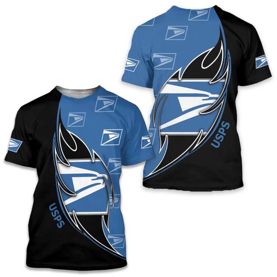 Discover Postal Service Flame Design T Shirt United SPS 3D Graphic Tee Mail Carrier Uniform Style Workwear