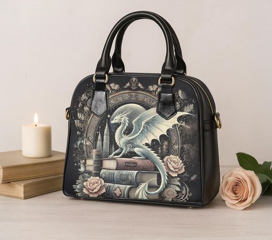 Discover Mystical Dragon Shoulder Bag , Fantasy Gothic Handbag for Women