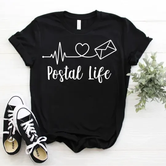 Discover Heartbeat Postal Life - Postal Worker, Rural Mail Carrier T-Shirt Postman Tee