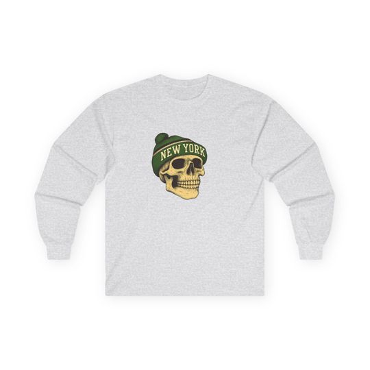 Discover New York Jets football Skull Long Sleeve Tee, Casual Unisex Shirt, Streetwear, Fall Fashion, Gift for Him/Her, Football Season