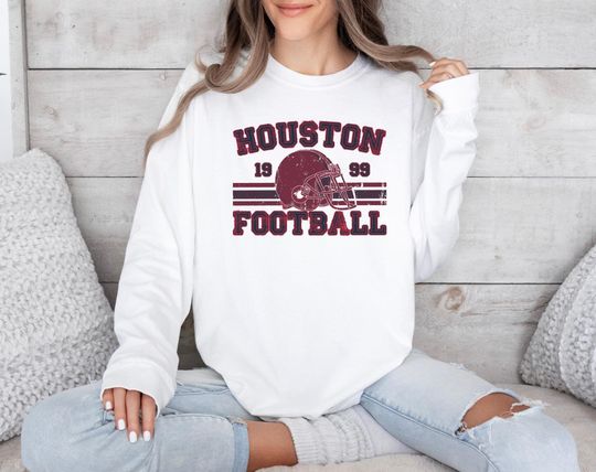 Discover Distressed Houston Football Long Sleeve Shirt, Texans Football Crewneck Retro Texans Shirt for Texans Football Fan Houston Texans Gift