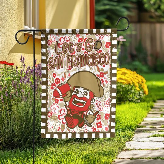 Discover Let's Go San Francisco Garden Flag, Abstract Flower Mascot, San Francisco Football Fan Decor Garden