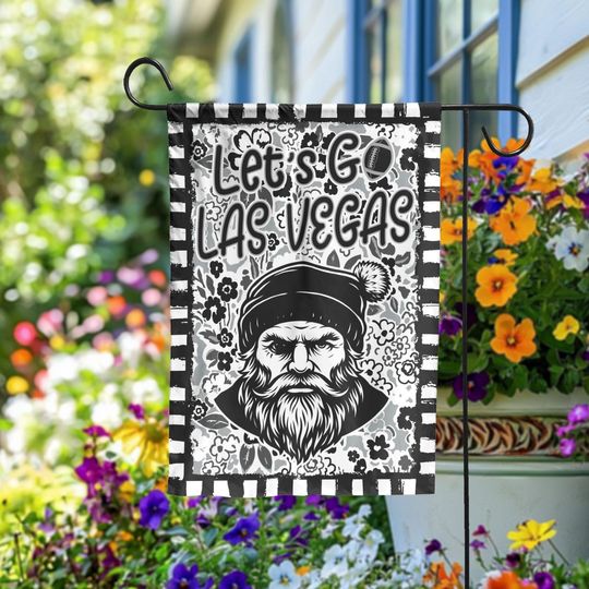 Let's Go Las Vegas Garden Flag, Abstract Flower Mascot, Las Vegas Football Fan Decor Garden, Game Day Flag
