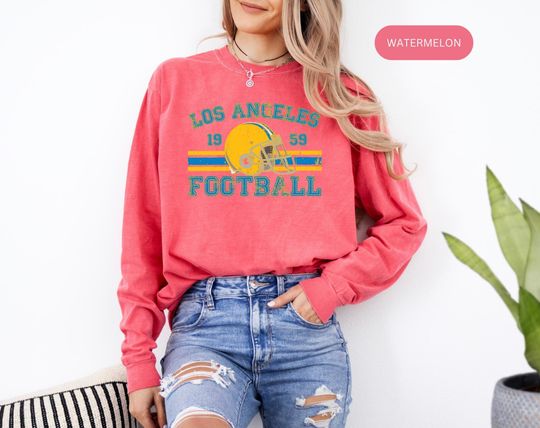 Discover Distressed Los Angeles Football Long Sleeve Shirt, Chargers Football Crewneck Retro Chargers Shirt for Chargers Football Fan Chargers Gift