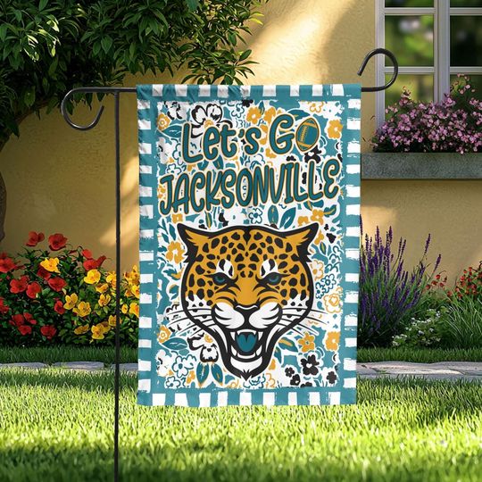 Discover Let's Go Jacksonville Garden Flag, Abstract Flower Mascot, Jacksonville Football Fan Decor Garden, Game Day Flag
