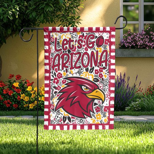 Let's Go Arizonna Garden Flag, Abstract Flower Mascot, Arizonna Football Fan Decor Garden, Game Day Flag
