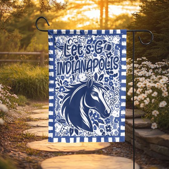 Discover Let's Go Indianapolis Garden Flag, Abstract Flower Mascot, Indianapolis Football Fan Decor Garden