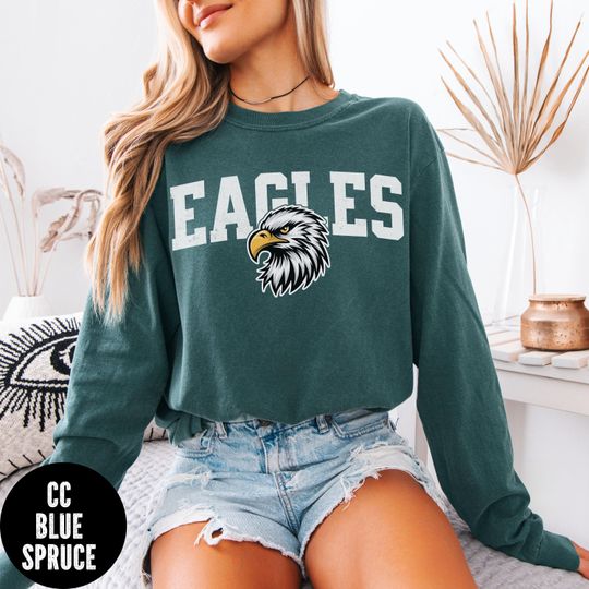 Discover Retro Eagles Long Sleeve Shirt, Vintage Eagles Mascot, Trendy Mascot T-shirt