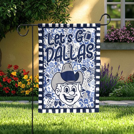 Discover Let's Go Dallas Garden Flag, Abstract Flower Mascot, Dallas Football Fan Decor Garden, Game Day Flag