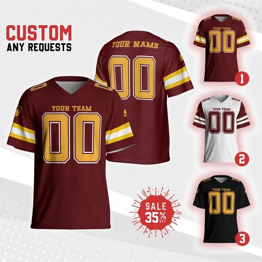 Discover Personalized Name & Number Jersey, Custom Team Commander Football Jersey Collection, Gift for birthday, Game Day Outfit