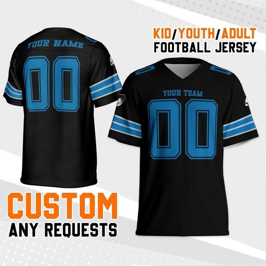 Discover Personalized Lion Black Football Jersey, Custom Shirt For Adult Kid, Game Day Outfit For American Football Fan, Gift for Him, Gift for her