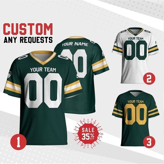 Discover Custom Football Jersey Shirt, Personalized Team Packer Football Jersey Collection, Gift for him, Game Day Outfit For American Football Fan