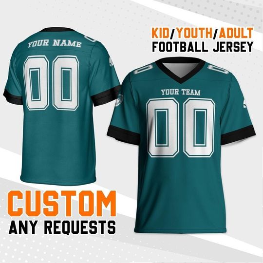 Discover Personalized Eagle Green Football Jersey, Custom Shirt For Adult Kid, Game Day Outfit For American Football Fan, Gift for Him,Gift for her